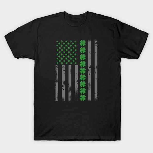 St Patrick's Day Irish American Flag Gift T-Shirt by TabbyDesigns